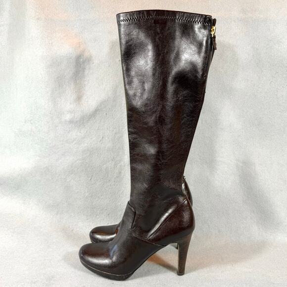 Franco Sarto Artist's Collection Knee High Heeled Boots Womens 8.5M Brown - Picture 4 of 13